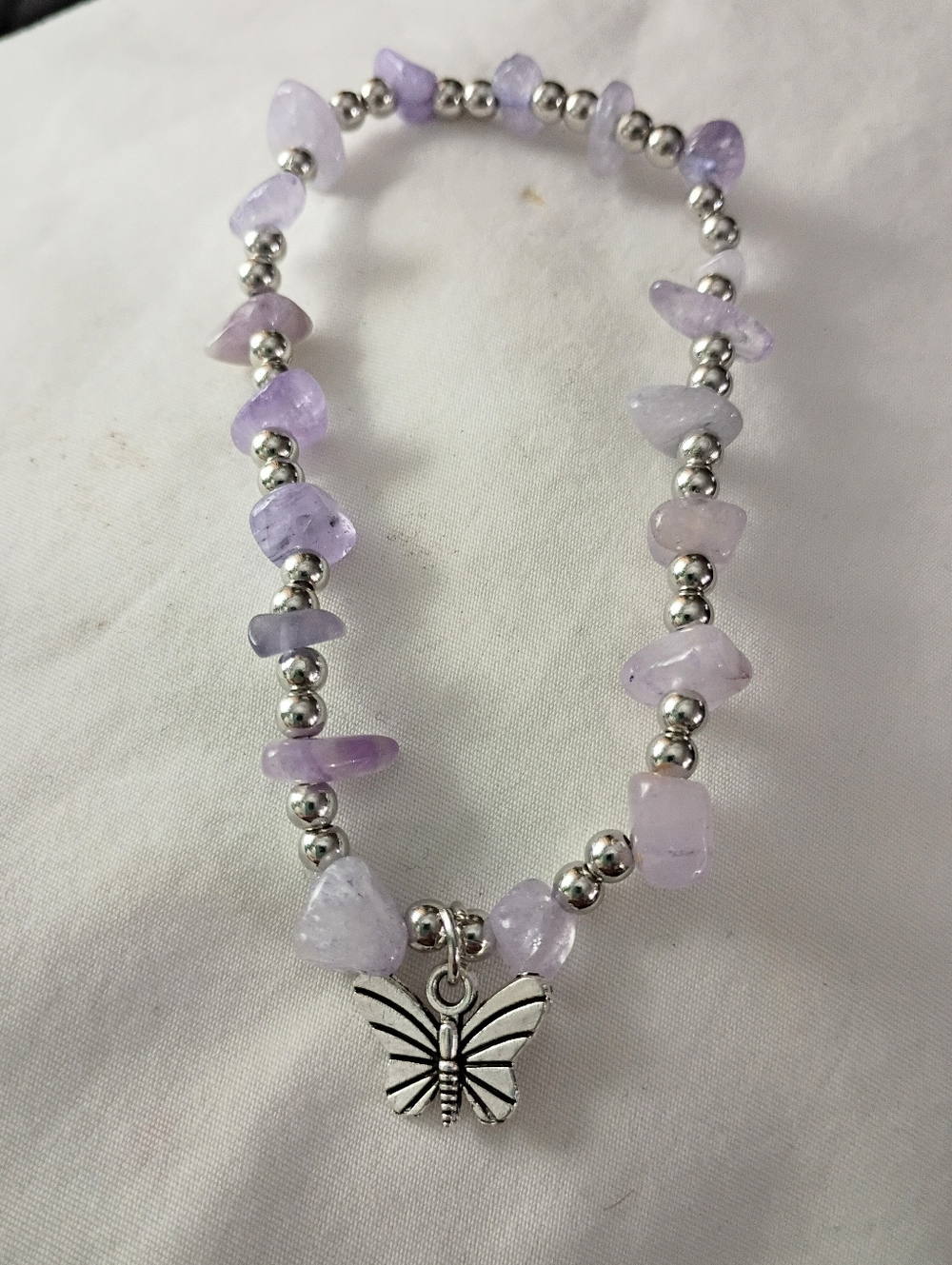 Light Amethyst Stretch Gemstone Chip Beaded Bracelet
